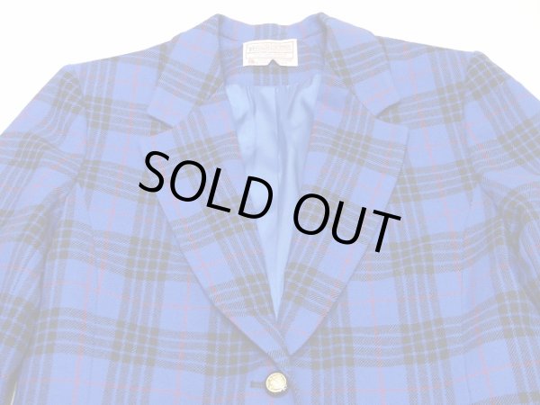 画像5: USA製 70s PENDLETON ロイヤルブルー タータンチェック ウール テーラード ジャケット (5)