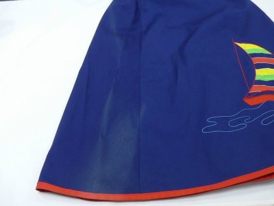 画像1: 70s ビンテージ ヨット柄 刺繍 ラップ 巻き スカート