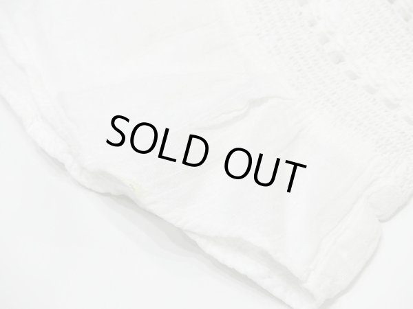 画像8: ビンテージ コットン カギ編み レース刺繍 エンブロイダリー フレア スリーブ チュニック ブラウス (8)