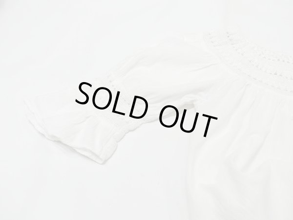 画像7: ビンテージ コットン カギ編み レース刺繍 エンブロイダリー フレア スリーブ チュニック ブラウス (7)