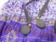 画像13: パキスタン製 70s ビンテージ Chambeli りぼんベルト付き インド綿 ゴールドスタンプ ワンピース ドレス (13)
