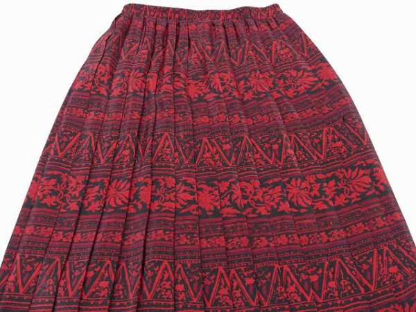 画像8: 90s LESLIE FAY エスニック 柄 ウエストゴム プリーツ スカート (8)