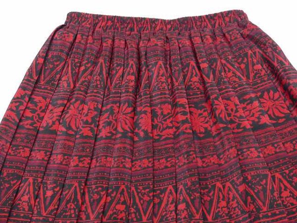 画像5: 90s LESLIE FAY エスニック 柄 ウエストゴム プリーツ スカート (5)