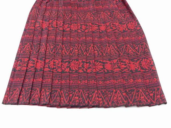 画像6: 90s LESLIE FAY エスニック 柄 ウエストゴム プリーツ スカート (6)