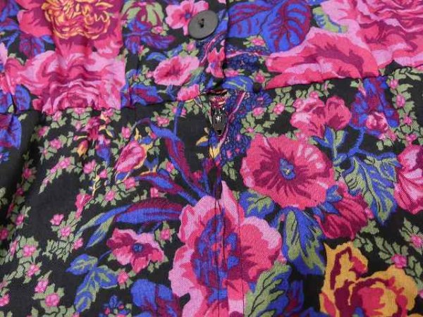 画像12: 80s JESSICA HOWARD 花柄 ペーズリー 後ろ開き パフスリーブ 五分袖 ワンピース ドレス (12)