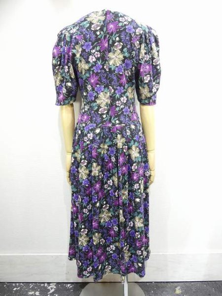 画像4: USA製 80s PAQUETTE TOO 花柄 ビンテージ パフ スリーブ ワンピース (4)