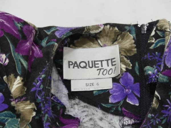 画像5: USA製 80s PAQUETTE TOO 花柄 ビンテージ パフ スリーブ ワンピース (5)