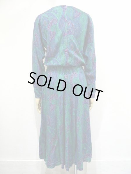 画像4: 80s Worthington ペーズリー 後ろ開き ビンテージ ワンピース ドレス  (4)