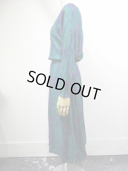 画像3: 80s Worthington ペーズリー 後ろ開き ビンテージ ワンピース ドレス  (3)