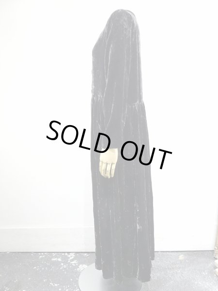 画像3: 80s Jenny Helene ベロア 別珍 シェルボタン付き ロング ワンピース ドレス  (3)