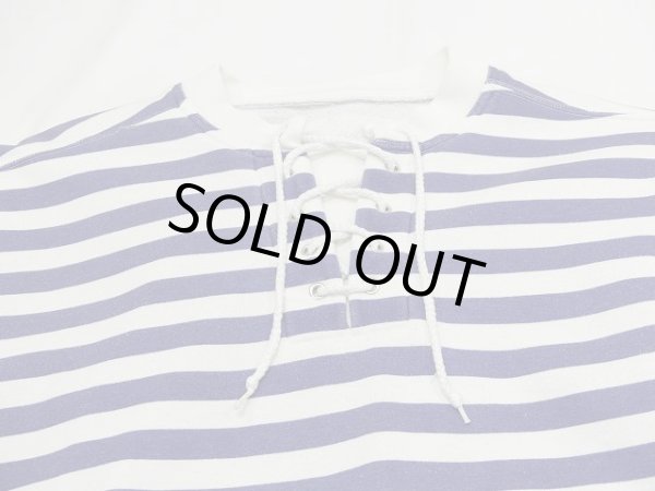 画像4: 〜90s UNKNOWN レースアップ ボーダー ロング スウェット (4)