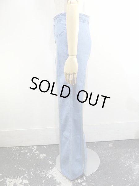 画像2: 70s ビンテージ PLUSH BOTTOMS レインボー カラー ステッチ ライト オンス フレア デニム パンツ ベルボトム (2)