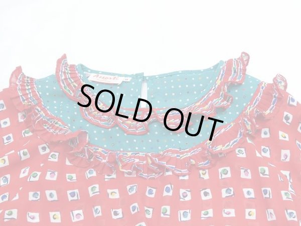 画像6: USA製 80s Susan Freis 総柄 フリル ビンテージ ワンピース ドレス (6)