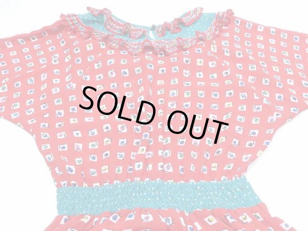 画像11: USA製 80s Susan Freis 総柄 フリル ビンテージ ワンピース ドレス (11)