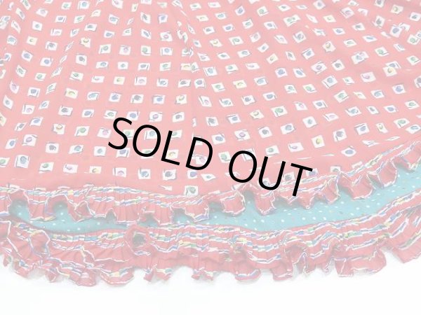 画像9: USA製 80s Susan Freis 総柄 フリル ビンテージ ワンピース ドレス (9)