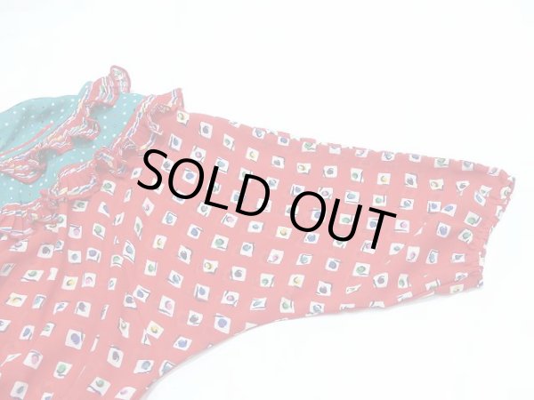 画像7: USA製 80s Susan Freis 総柄 フリル ビンテージ ワンピース ドレス (7)