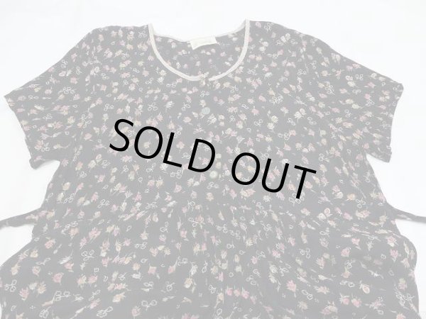 画像7: USA製 80s ZOE 花柄 メタルボタン レーヨン ワンピース ドレス (7)