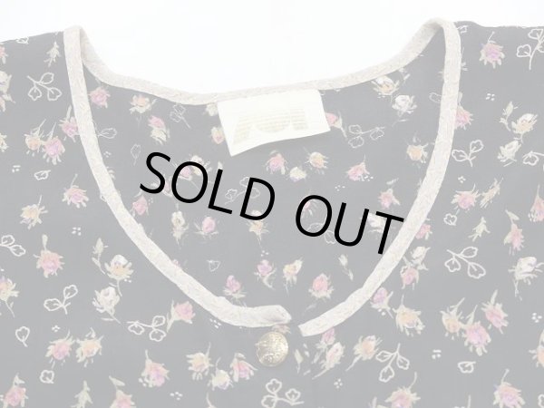 画像6: USA製 80s ZOE 花柄 メタルボタン レーヨン ワンピース ドレス (6)