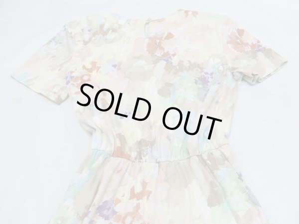 画像11: USA製 80~90s Willow Ridge 水彩画風 プリント 半袖 カットソー ワンピース (11)