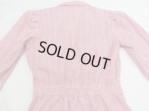 画像12: 〜80s Jody ギャザースリーブ オープンカラー ストライプ ジャンプスーツ  オールインワン (12)