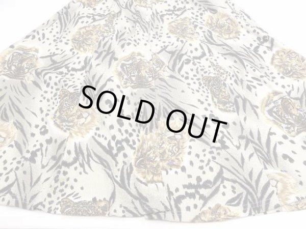 画像7: USA製 80〜90s La Fete 虎、ヒョウ、ライオン 猛獣 アニマル プリント 前開き風 カットソー ロング マキシ ワンピース (7)