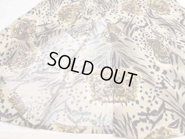 画像8: USA製 80〜90s La Fete 虎、ヒョウ、ライオン 猛獣 アニマル プリント 前開き風 カットソー ロング マキシ ワンピース (8)