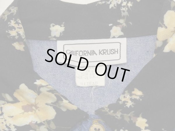 画像4: USA製 アメリカ 90s CALIFORNIA KURUSH バイカラー 切り替え 花柄 前開き デニム ワンピース ドレス (4)