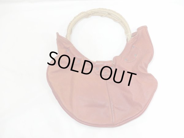 画像2: 60s ビンテージ ヘンプ 紐 ハンドル レザー クラフト ショルダー ハンド バッグ (2)