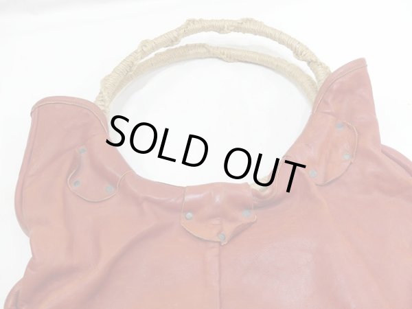 画像8: 60s ビンテージ ヘンプ 紐 ハンドル レザー クラフト ショルダー ハンド バッグ (8)