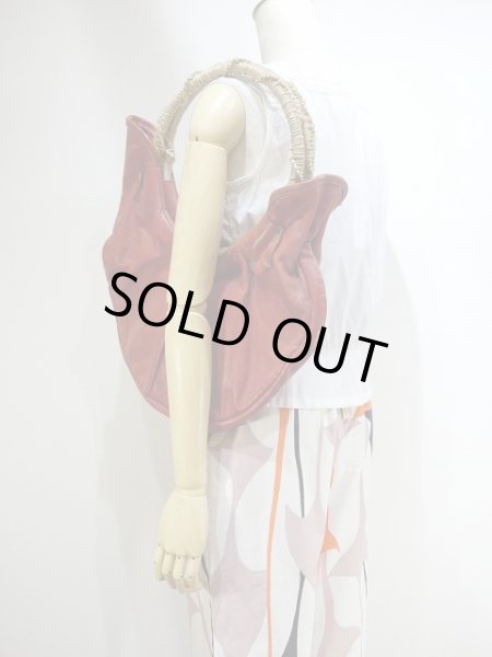 画像5: 60s ビンテージ ヘンプ 紐 ハンドル レザー クラフト ショルダー ハンド バッグ (5)