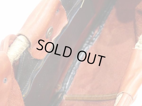 画像14: 60s ビンテージ ヘンプ 紐 ハンドル レザー クラフト ショルダー ハンド バッグ (14)