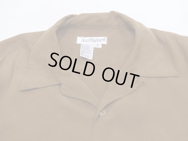 画像5: 90s AnnTaylor ブラウン オープンカラー シルク シャツ ブラウス (5)