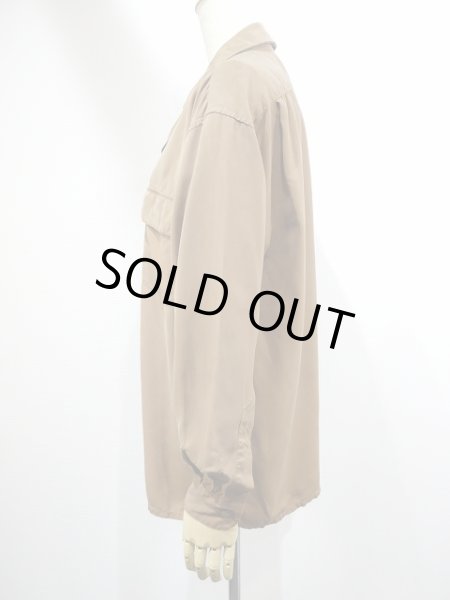 画像2: 90s AnnTaylor ブラウン オープンカラー シルク シャツ ブラウス (2)