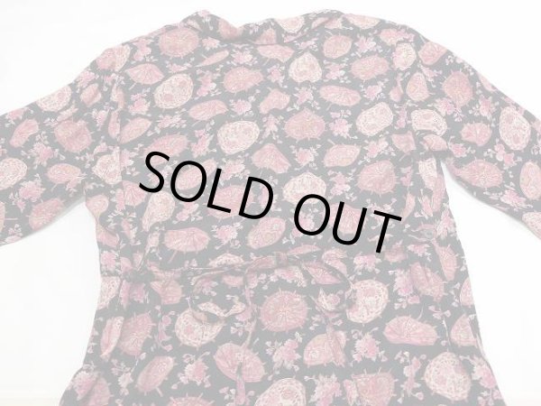 画像10: ビンテージ April Cornell オリエンタル 花柄 アンブレラ 傘模様 ピンタック マキシ ロング ワンピース ドレス (10)