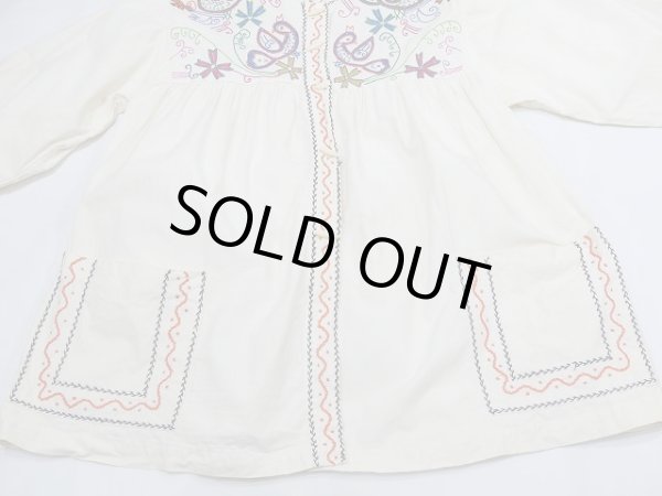 画像6: 60s 70s ビンテージ マオカラー メキシカン刺繍 スモック ブラウス (6)