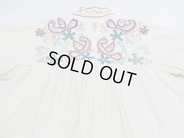 画像11: 60s 70s ビンテージ マオカラー メキシカン刺繍 スモック ブラウス (11)