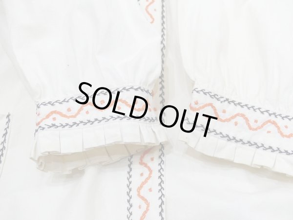 画像9: 60s 70s ビンテージ マオカラー メキシカン刺繍 スモック ブラウス (9)