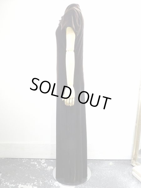 画像3: 90s RHAPSODY ダークブラウン ベロア チャイナ ドレス ワンピース (3)