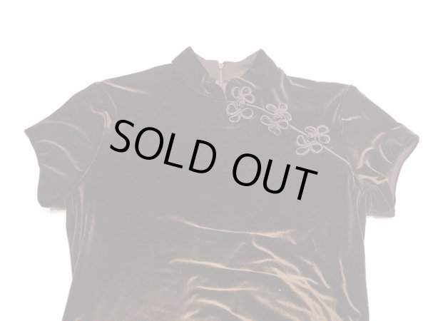 画像5: 90s RHAPSODY ダークブラウン ベロア チャイナ ドレス ワンピース (5)