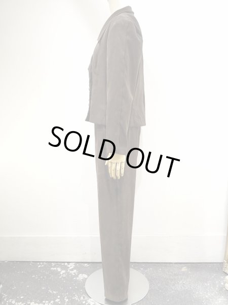 画像3: 80s 90s perceptions フェイク スエード ナポレオン ジャケット テーパードパンツ スーツ セット アップ (3)