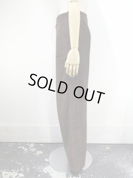 画像2:  90s Eddie Bauer 太畝 ブラウン コーデュロイ タック テーパード  パンツ  (2)