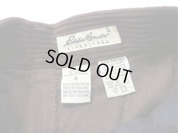 画像6:  90s Eddie Bauer 太畝 ブラウン コーデュロイ タック テーパード  パンツ  (6)