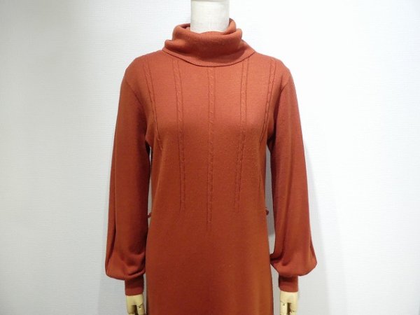 画像2: 90s nordstrom オリジナル テラコッタ タートルネック ワンピース (2)