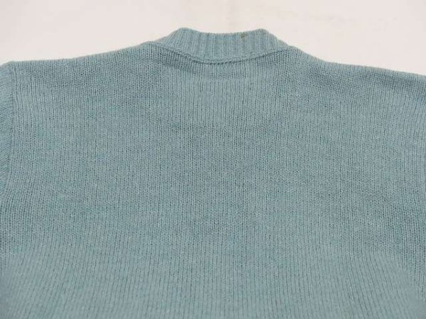 画像10: 60s SEARS サックスグリーン 前開き シェットランド ウール ロング カーデ風 ワンピース  (10)