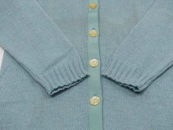 画像8: 60s SEARS サックスグリーン 前開き シェットランド ウール ロング カーデ風 ワンピース  (8)