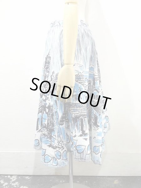 画像2: 50s ビンテージ 風景 カントリー 柄 コットン サーキュラー フレア スカート  (2)