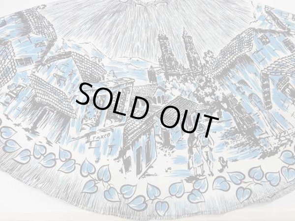 画像7: 50s ビンテージ 風景 カントリー 柄 コットン サーキュラー フレア スカート  (7)