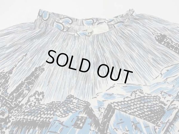 画像9: 50s ビンテージ 風景 カントリー 柄 コットン サーキュラー フレア スカート  (9)