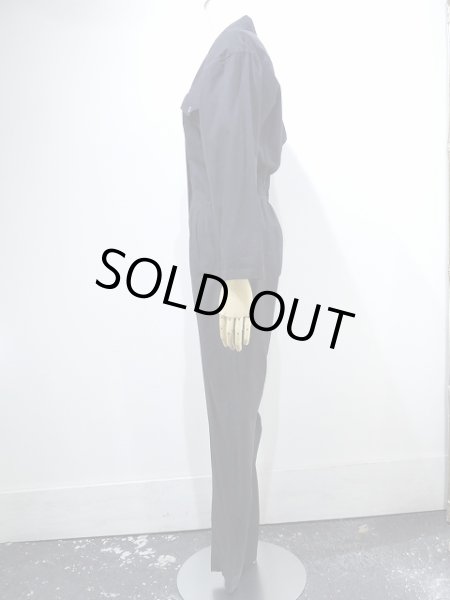 画像3: 90s STYLES TOGO オープンカラー ブラック ジャンプスーツ オールインワン (3)