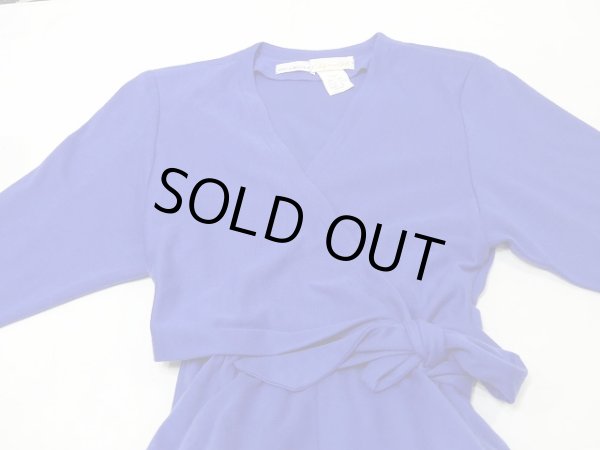 画像8: 80s 90s USA製 made in usa california girl ロイヤルブルー ウール混 カットソー 素材 カシュクール ワンピース ドレス (8)